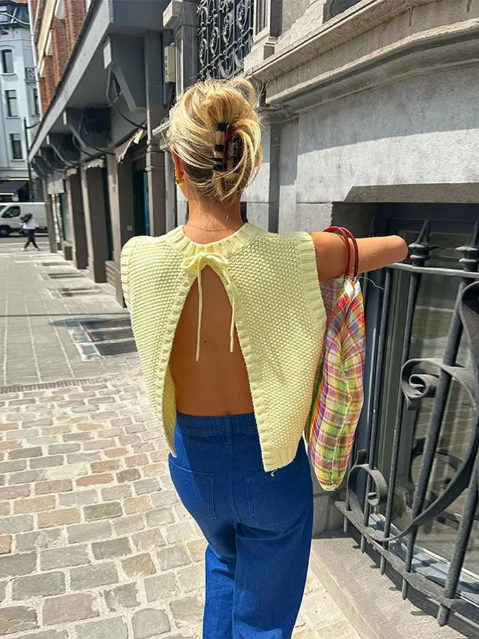 Elise - Open Back Knit Top